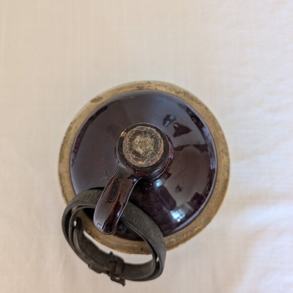 Antique Western Stoneware Crock Jug with Corncob Cork and Leather Strap RARE - Picture 3 of 6